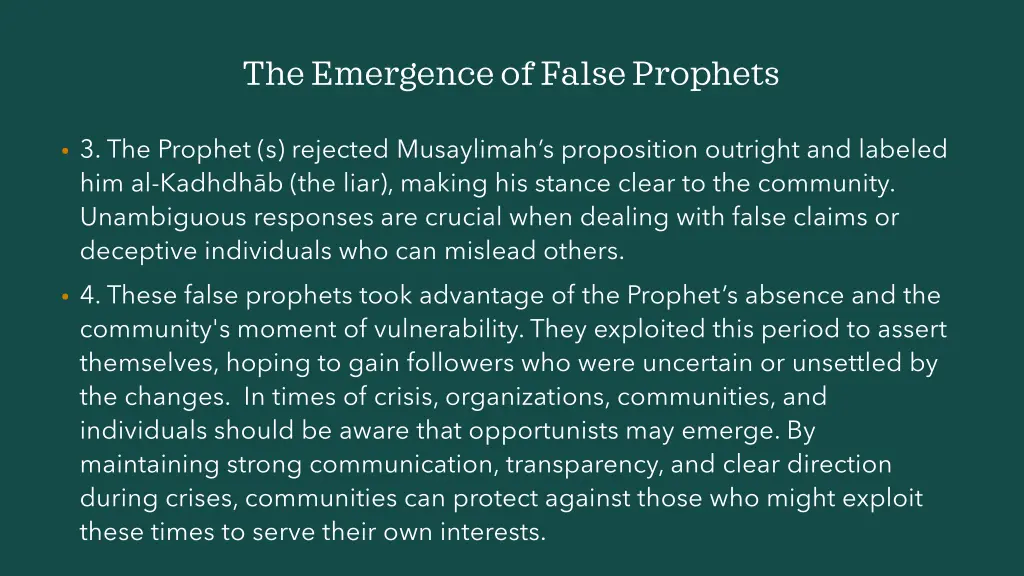 the emergence of false prophets 14