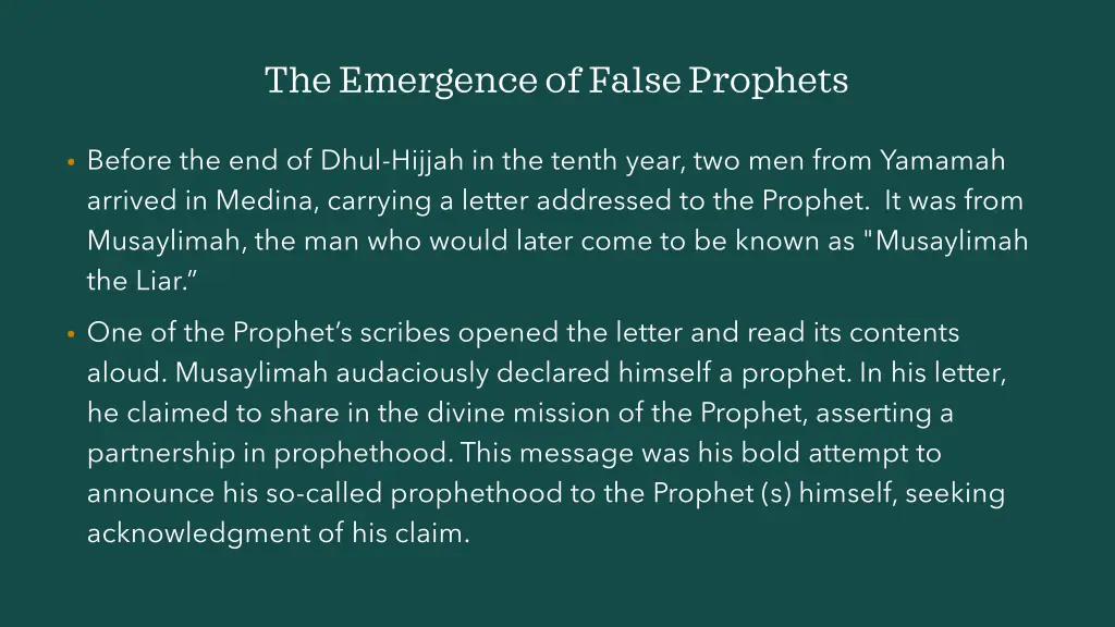the emergence of false prophets