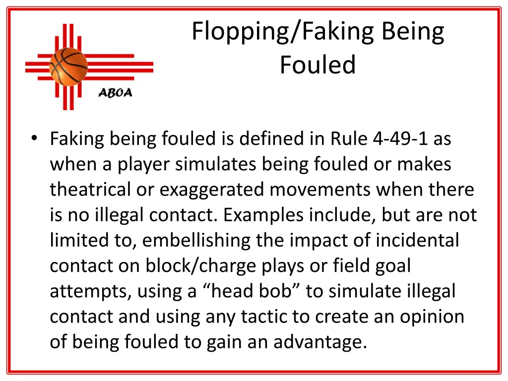 flopping faking being fouled