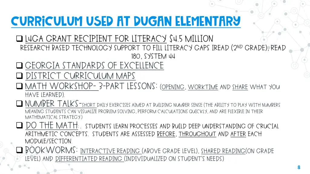 curriculum used at dugan elementary