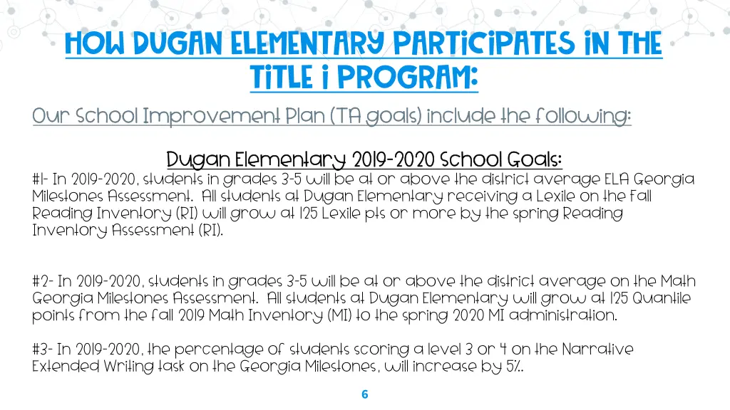 how dugan elementary participates in the title