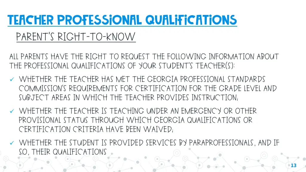 teacher professional qualifications parent