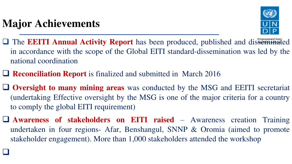 major achievements
