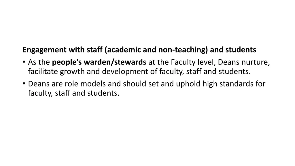 engagement with staff academic and non teaching