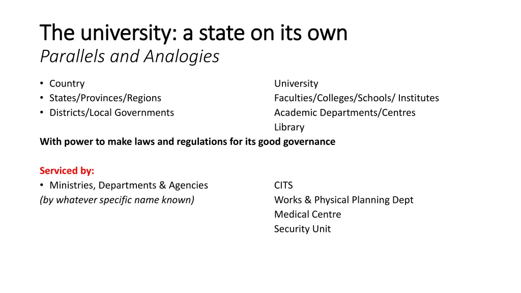 the university a state on its own the university