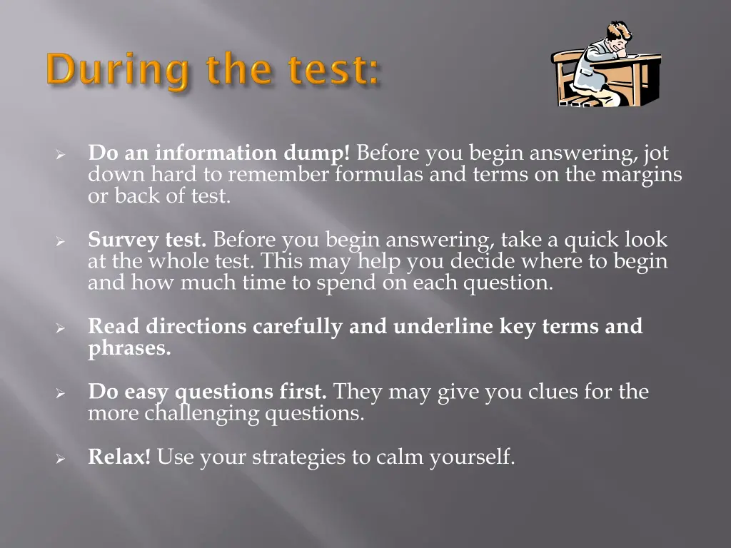 do an information dump before you begin answering