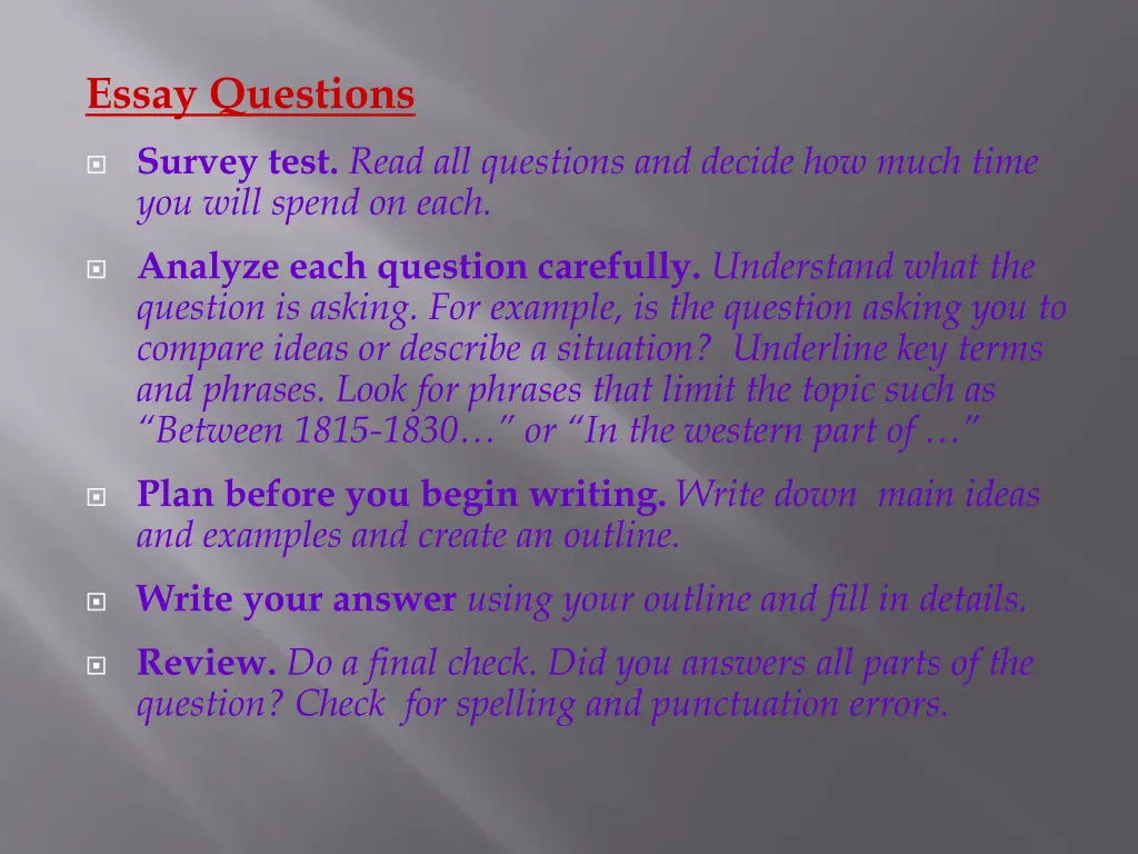 essay questions