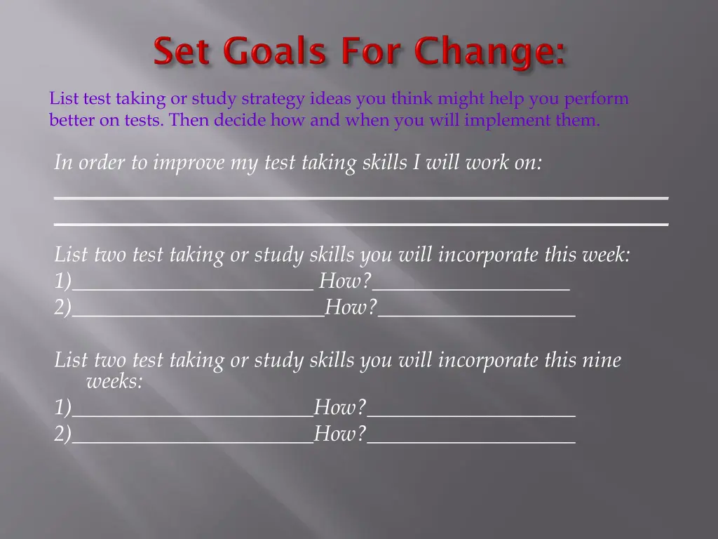 list test taking or study strategy ideas