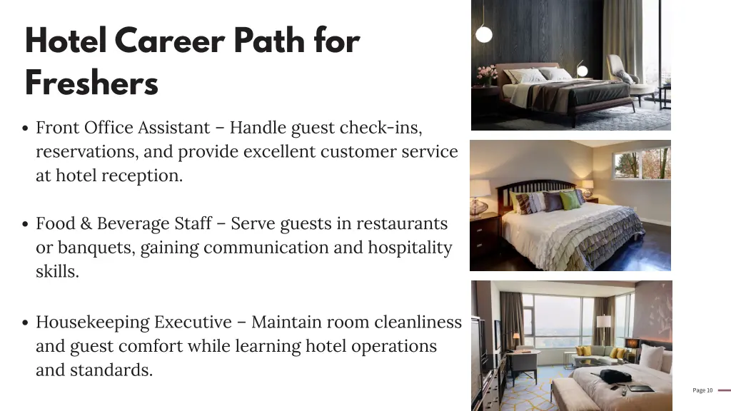 hotel career path for freshers