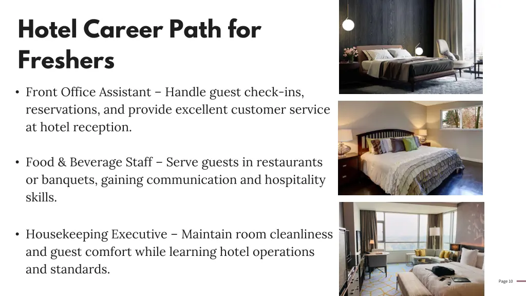hotel career path for freshers