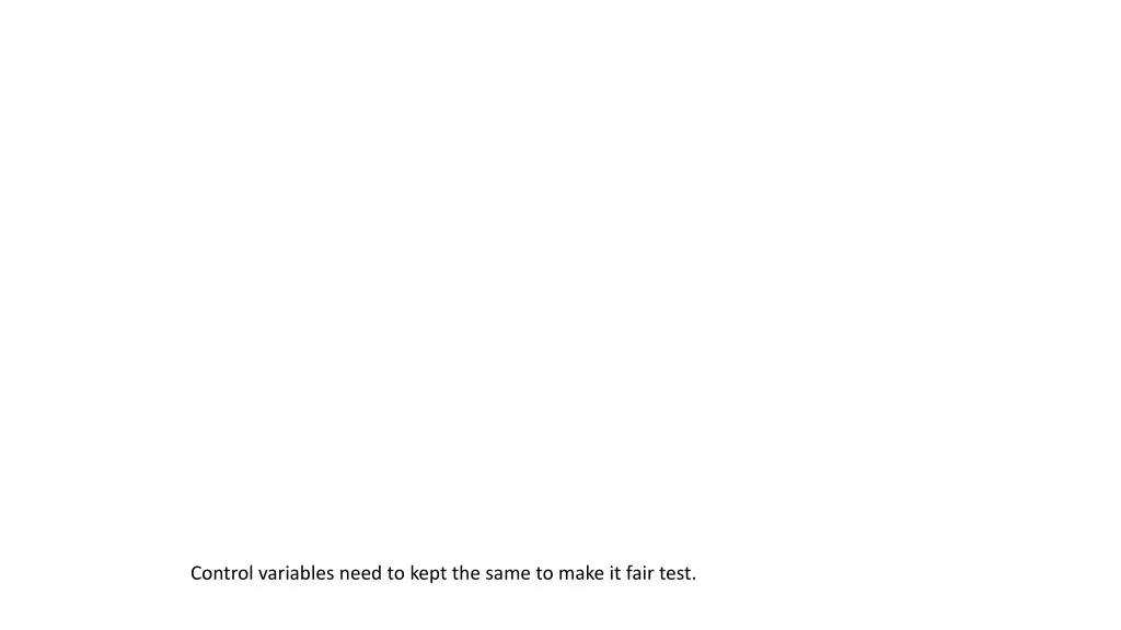 control variables need to kept the same to make