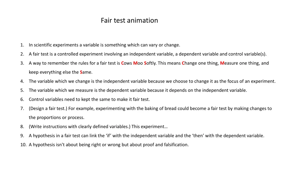 fair test animation