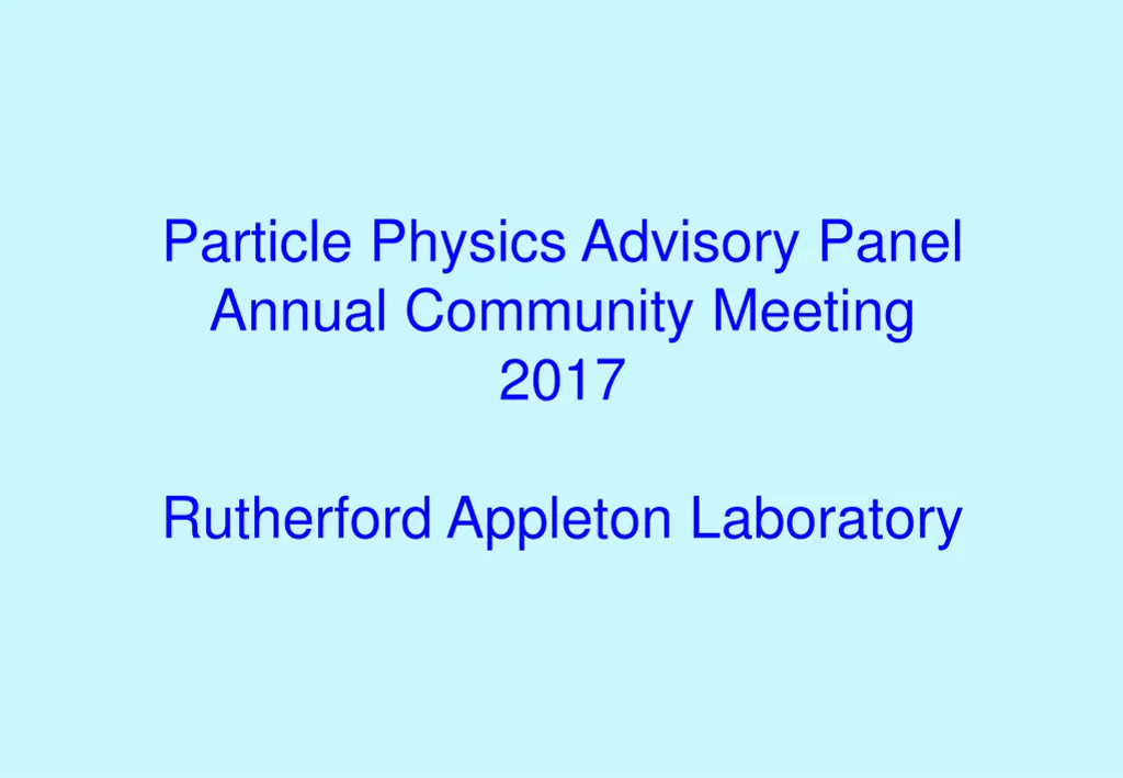 particle physics advisory panel annual community