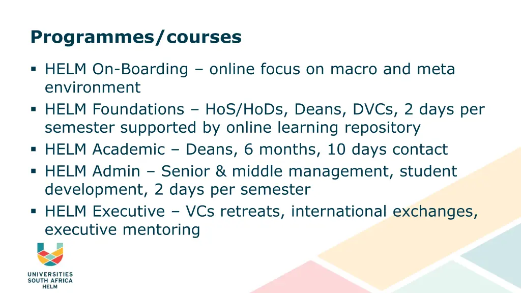 programmes courses