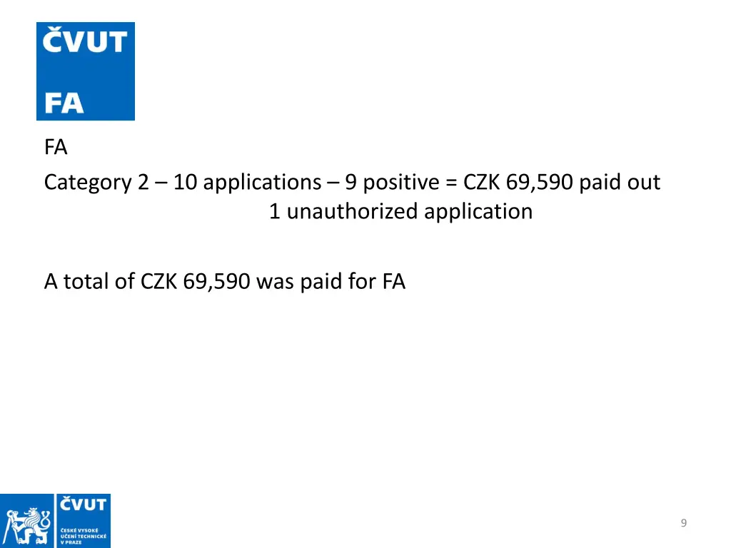 fa category 2 10 applications 9 positive