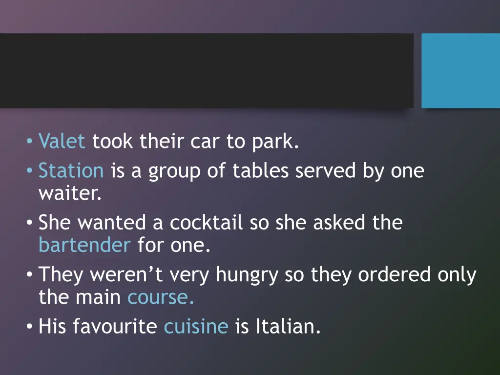 valet took their car to park station is a group