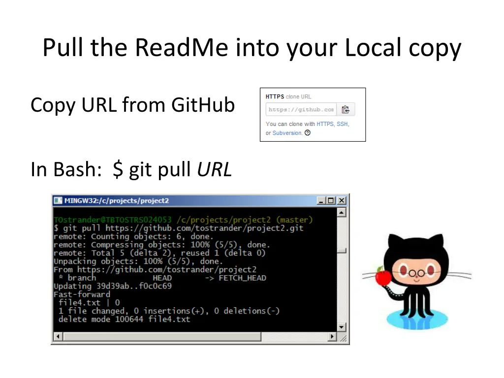pull the readme into your local copy
