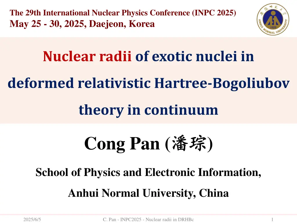 the 29th international nuclear physics conference