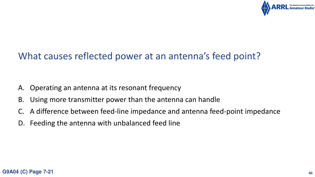 what causes reflected power at an antenna s feed