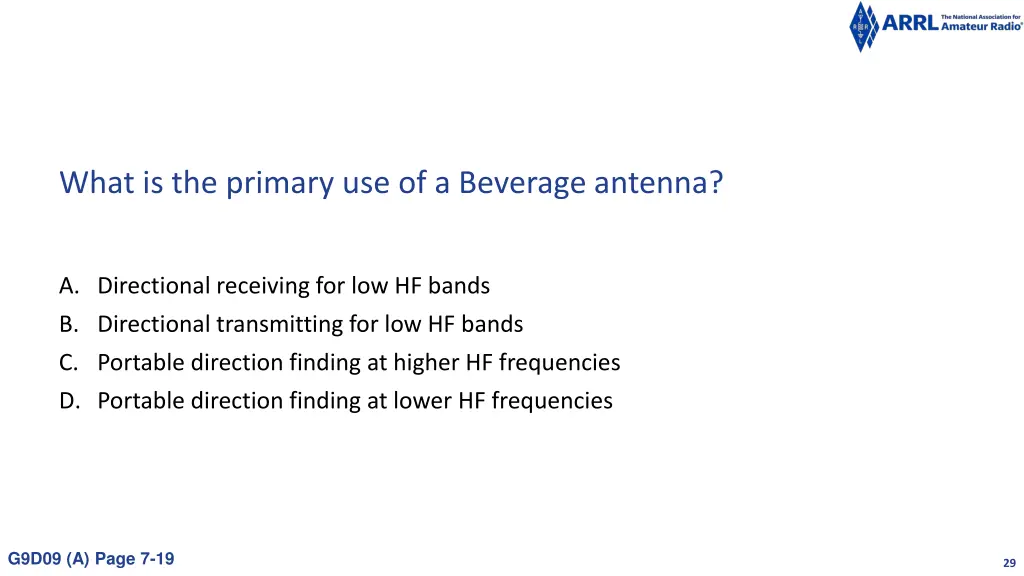 what is the primary use of a beverage antenna