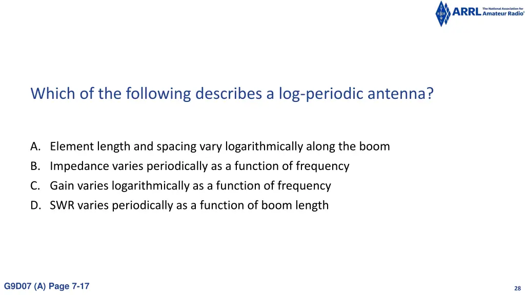 which of the following describes a log periodic
