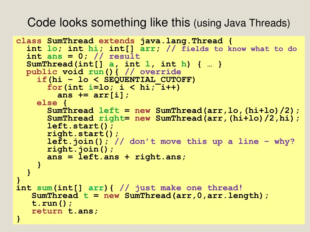 code looks something like this using java threads