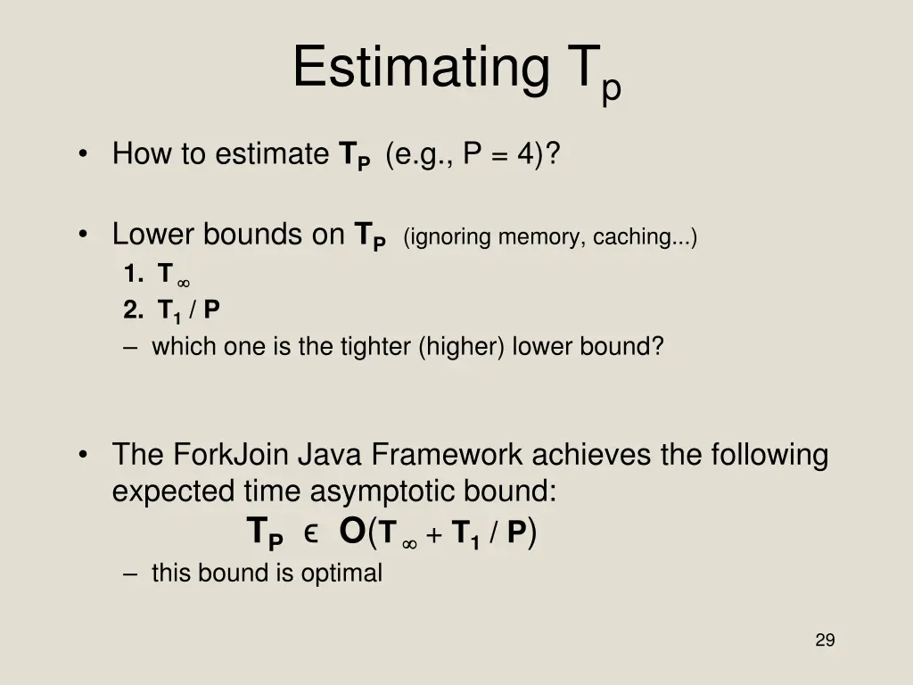 estimating t p
