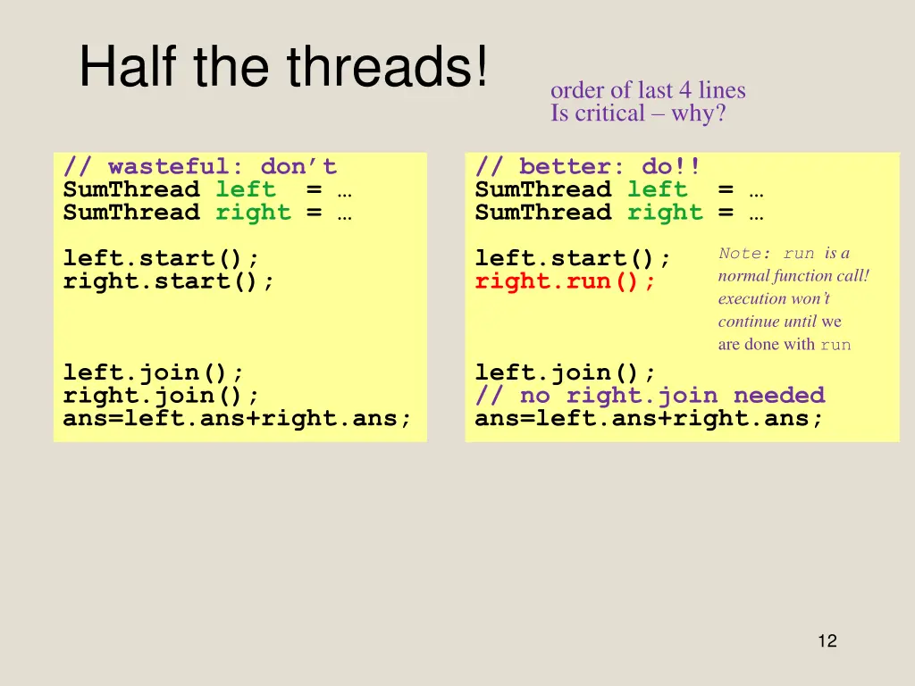 half the threads