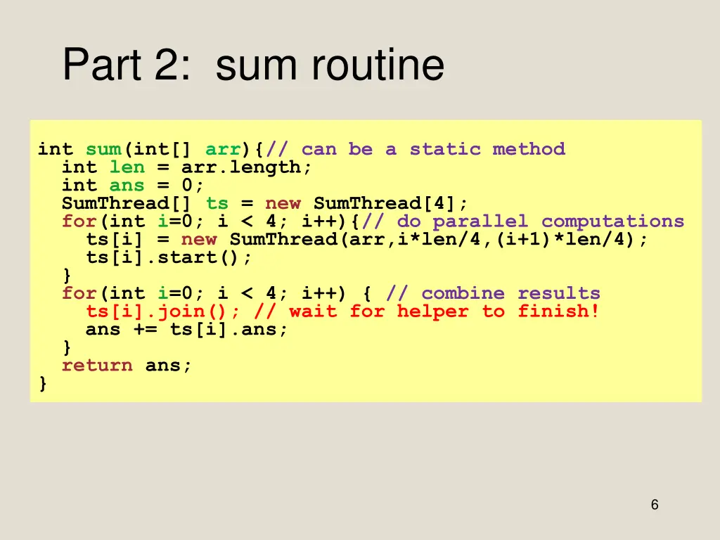 part 2 sum routine