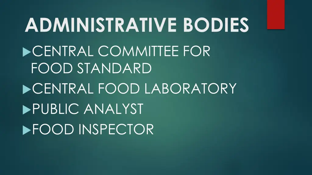 administrative bodies central committee for food