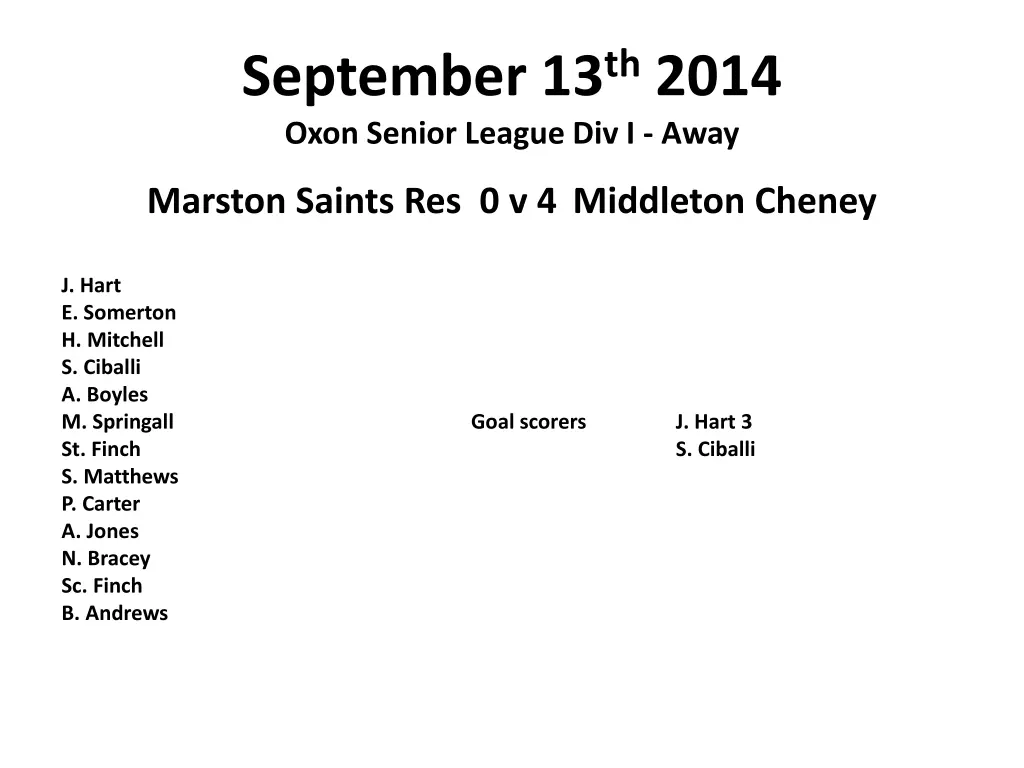 september 13 th 2014 oxon senior league div i away