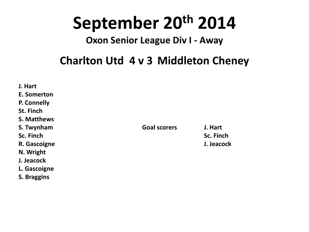 september 20 th 2014 oxon senior league div i away