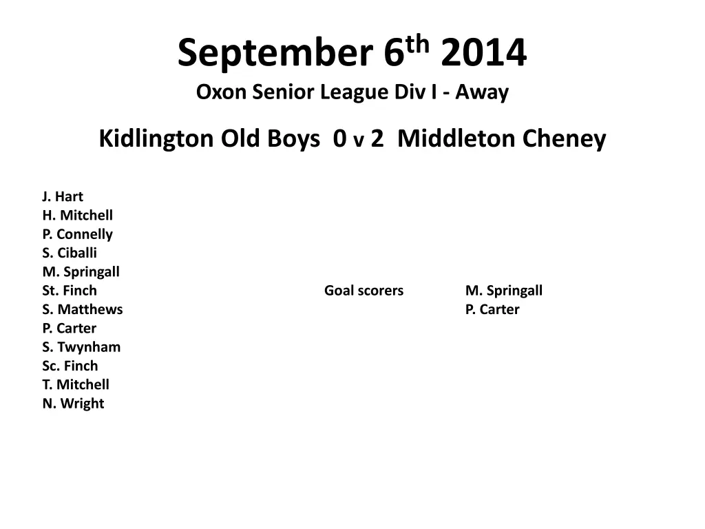 september 6 th 2014 oxon senior league div i away