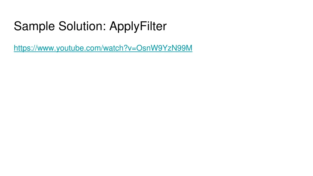 sample solution applyfilter