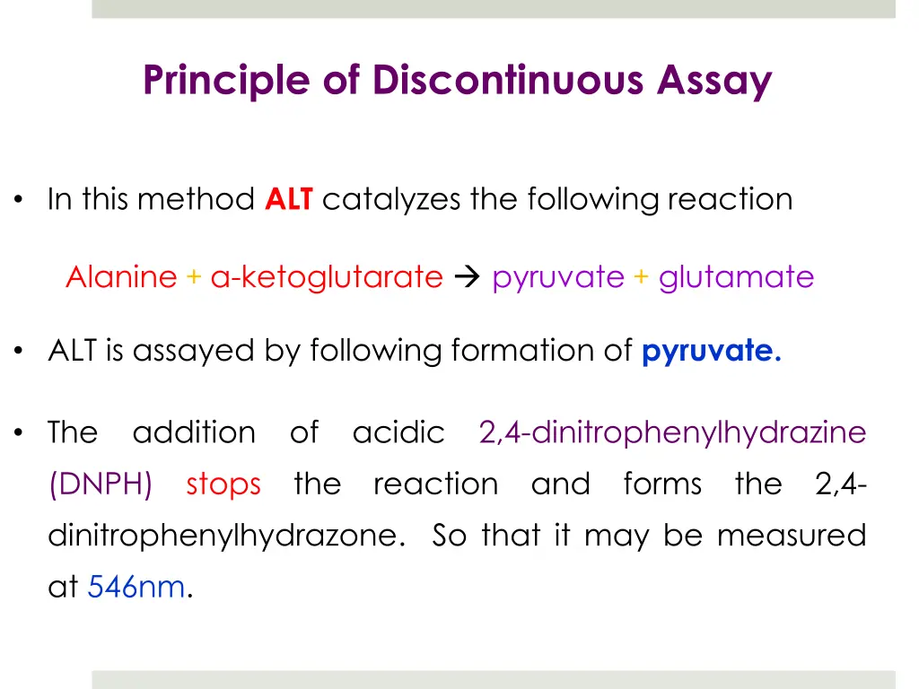 principle of discontinuous assay