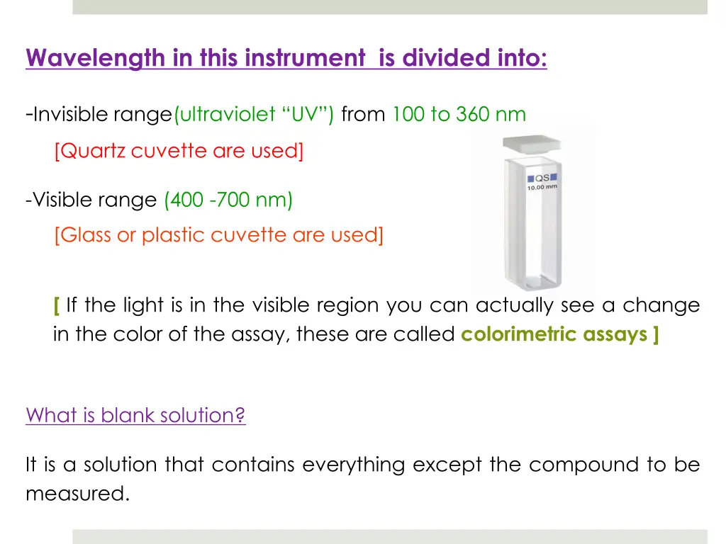 wavelength in this instrument is divided into