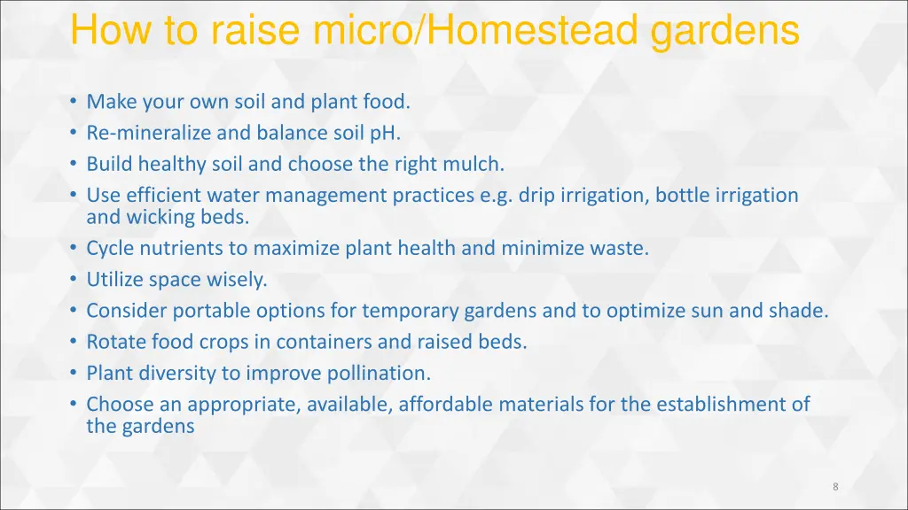 how to raise micro homestead gardens