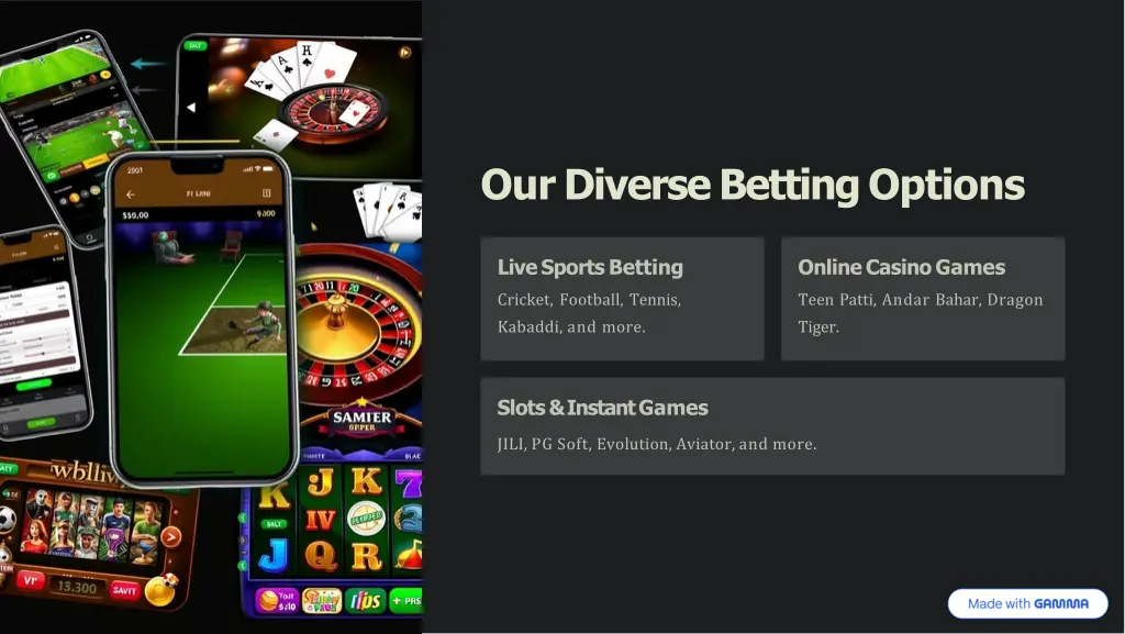 our diverse betting options