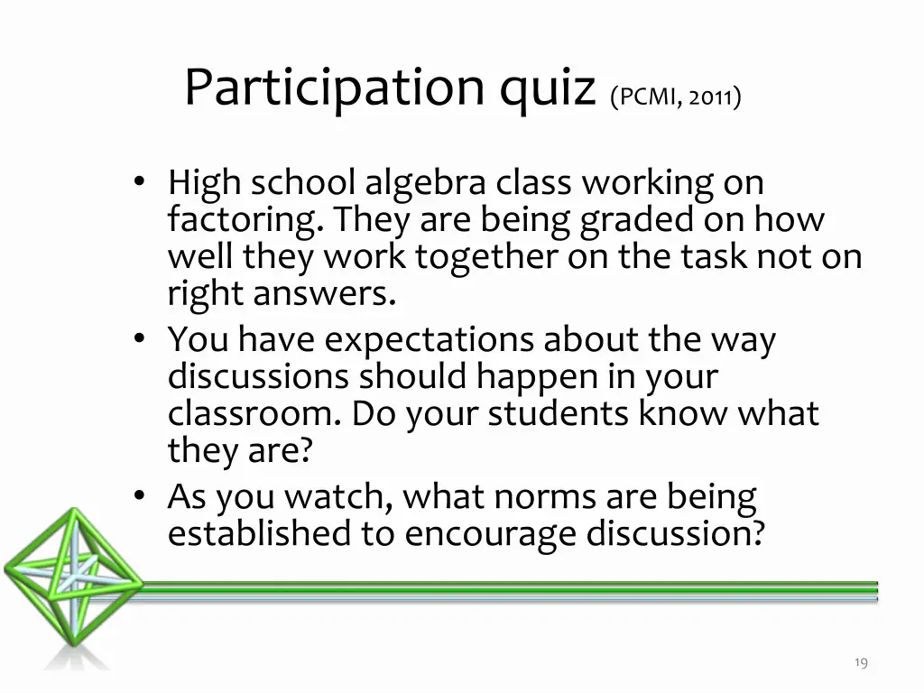 participation quiz pcmi 2011