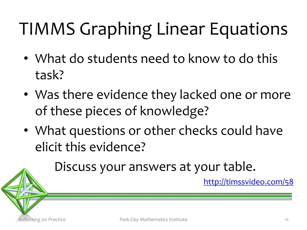 timms graphing linear equations