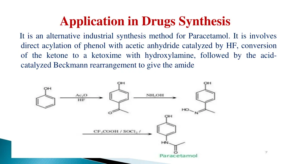 application in drugs synthesis