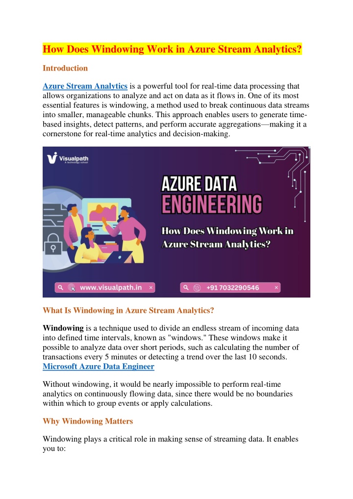 how does windowing work in azure stream analytics