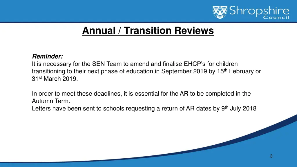 annual transition reviews