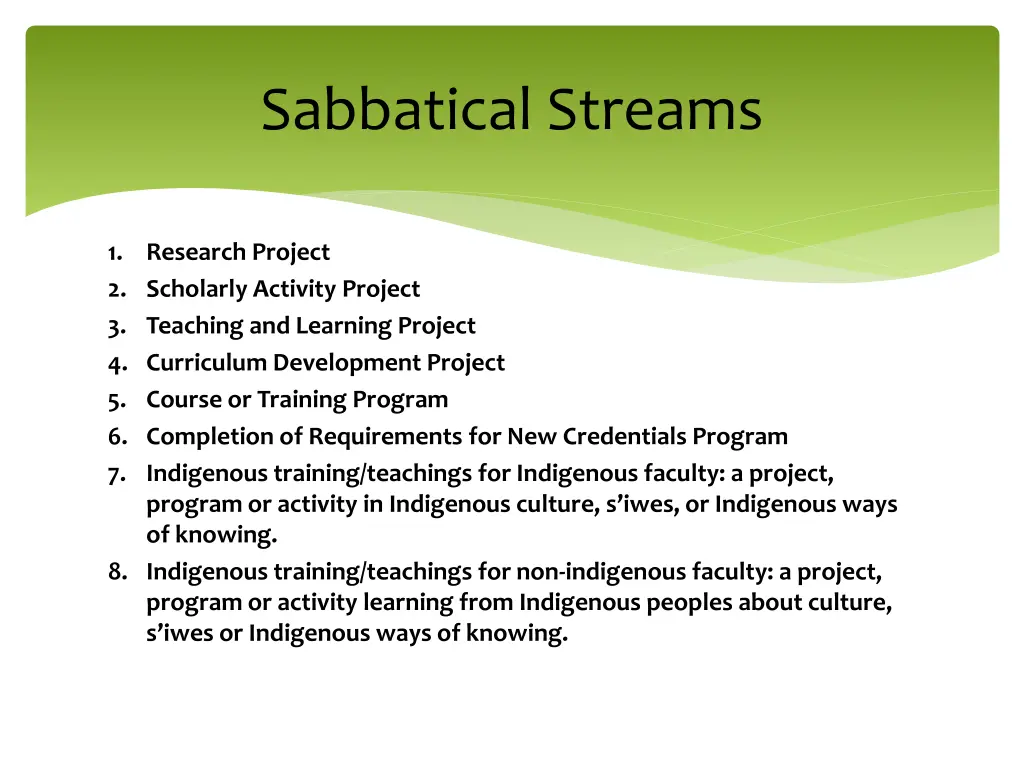 sabbatical streams