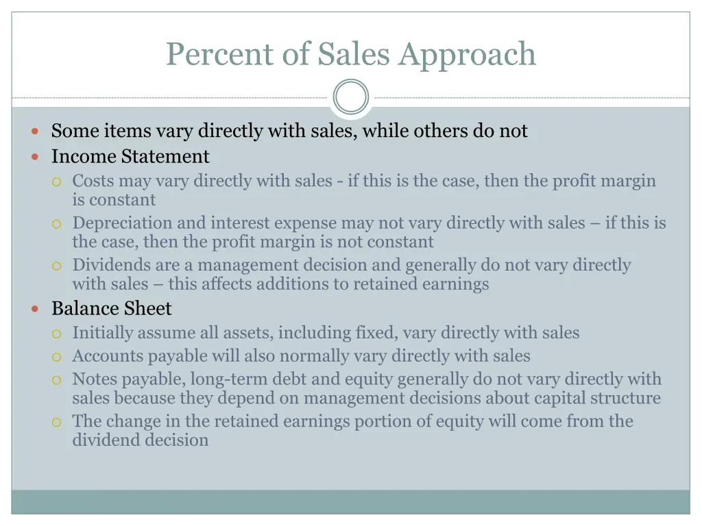 percent of sales approach