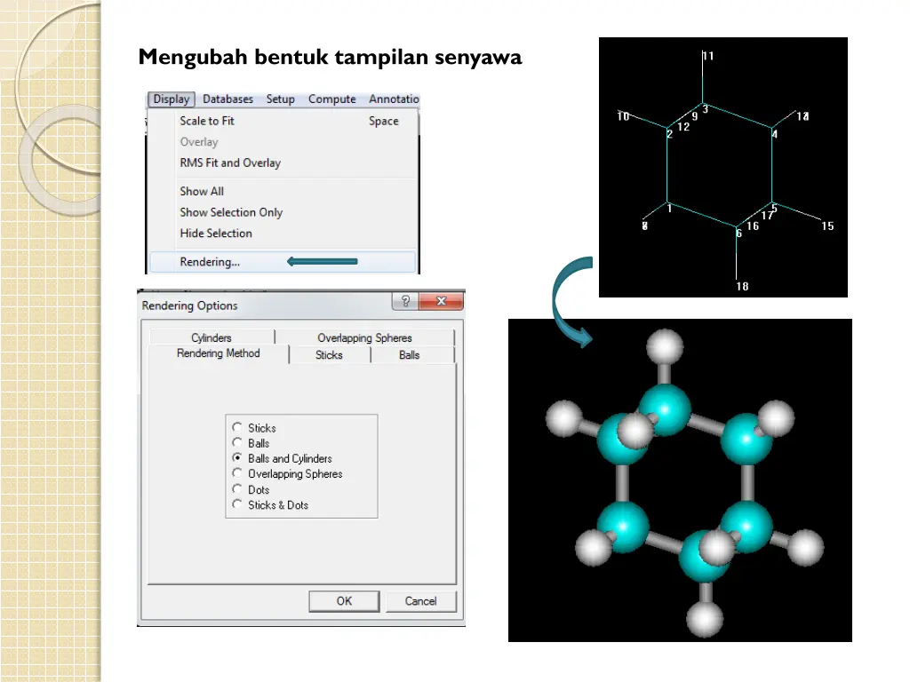 mengubah bentuk tampilan senyawa