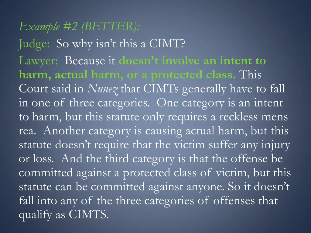 example 2 better judge so why isn t this a cimt