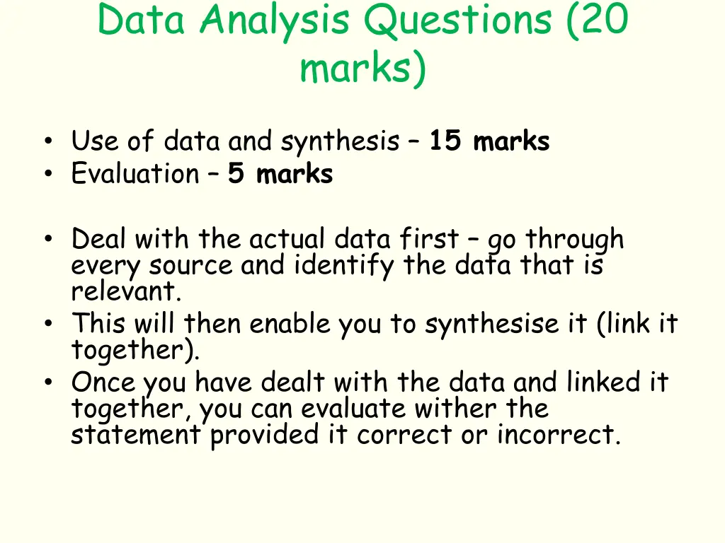 data analysis questions 20 marks