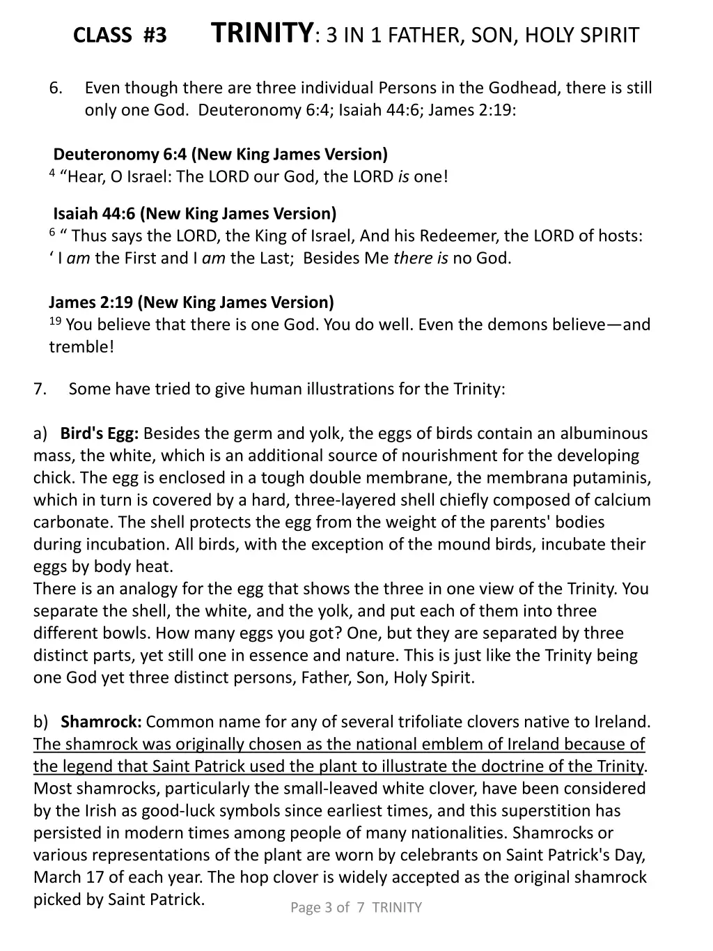 class 3 trinity 3 in 1 father son holy spirit 2