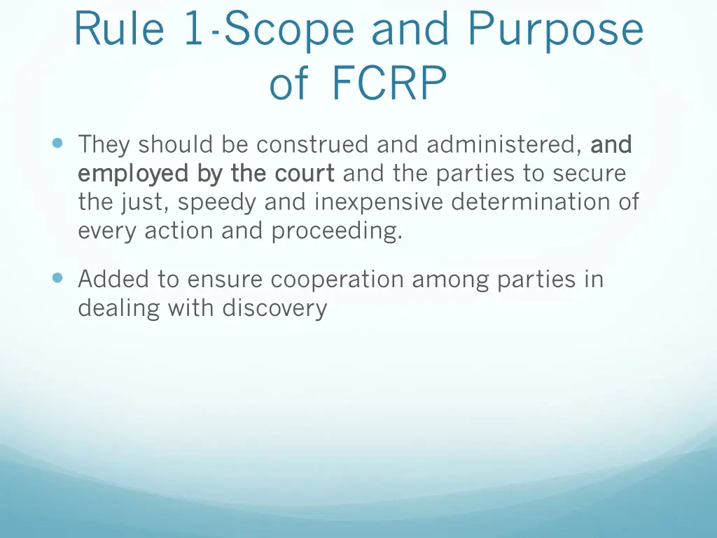 rule 1 scope and purpose of fcrp